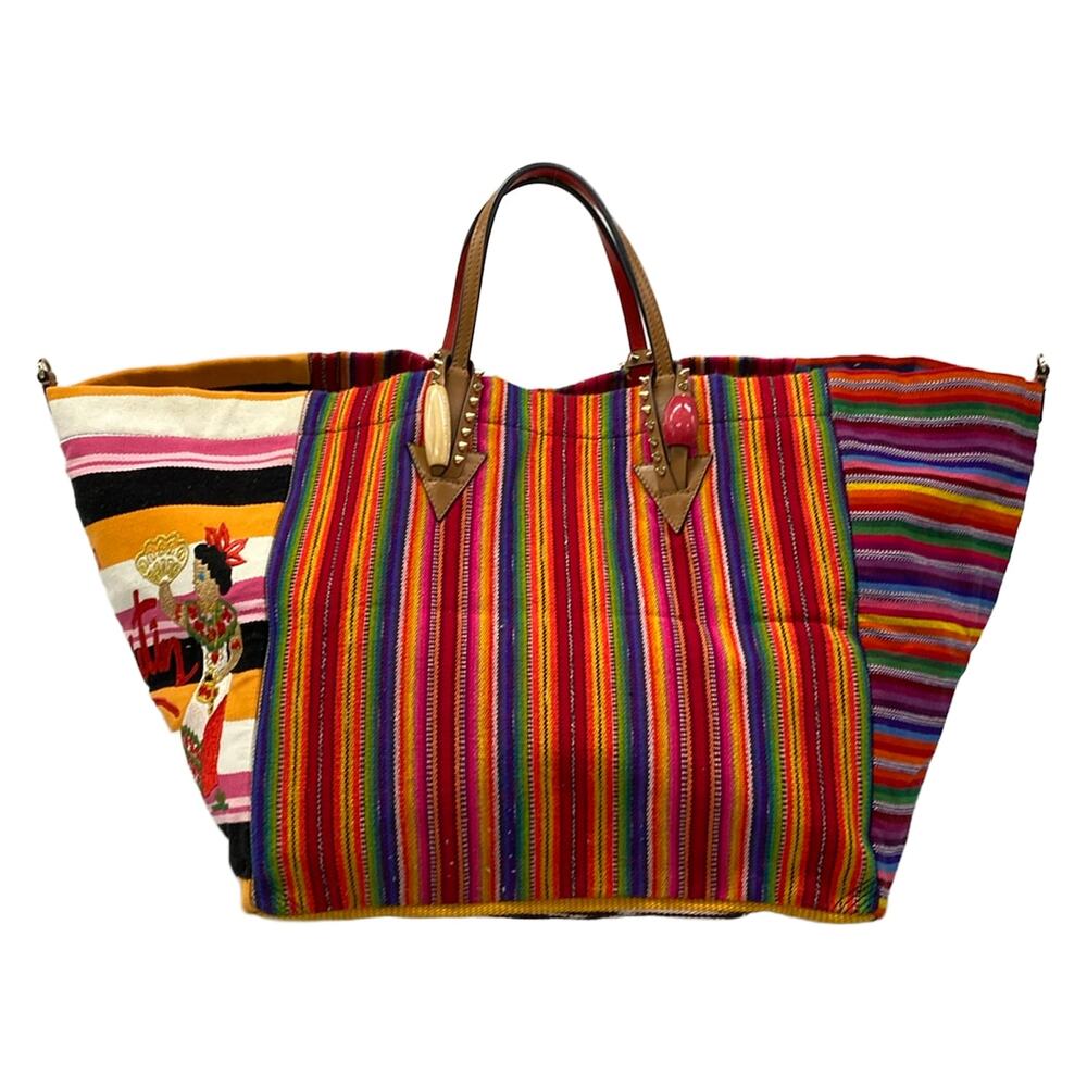 Christian Louboutin Mexicaba Tote Bag Bordeaux Pink Multi Jacquard Leather - Picture 3 of 15